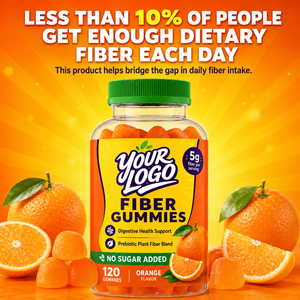 High Quality Health Food Vegan Prebiotic Formula Plant Based Support Digestive Wellness No Sugar Orange Adult Fiber Gummies - Product Image 1