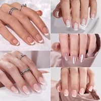 Kit de faux ongles à presser carrés courts en acrylique, à marque privée, avec pointe française en gel souple, personnalisable, vente en gros