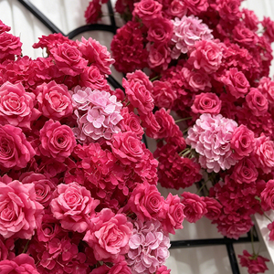 Arco de Rosas Rosa Intenso y Conjunto de Flores para el Suelo, Decoración Floral Artificial para Fondo de Ceremonia de Boda y Letrero de Bienvenida - Product Image 4