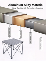 Table de camping pliante carrée légère 70x70x60cm, table portable en aluminium pour barbecue en plein air, pique-nique et glamping