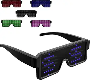 Óculos de festa LED LED iluminam óculos brilhantes com 8 padrões USB recarregável para festival