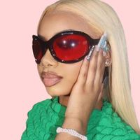 Lunettes de soleil rondes à monture large pour femmes, style Y2K Spicy Girl, protection UV400, mode personnalisée