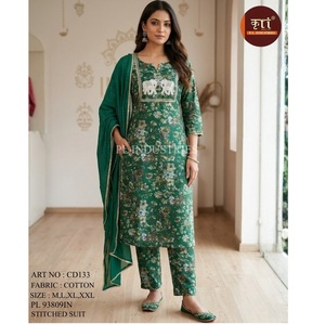 High Quality Cotton Stitched Green Kurta/<b>Kurti</b> Collection with Attractive Prints Elegant Ethnic Look Party Wholesale Supplier - Product Image 1