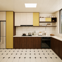Meuble de cuisine mural modulaire en bois massif écologique moderne avec évier, crédence et finition laquée, taille et couleur personnalisables