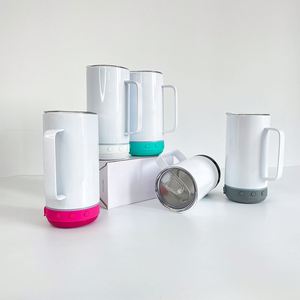 Vaso de Viaje Blanco Aislado al Vacío de 14 oz, No Cónico, para Sublimación, con Asa - Product Image 3