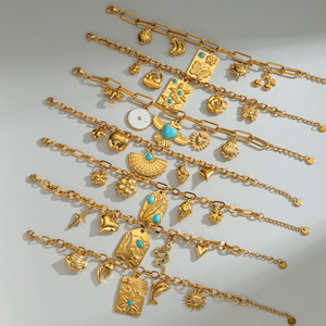 Bracelet de charme en acier inoxydable imperméable de style bohème turquoise océanique <span class=keywords><strong>ethnique</strong></span> vintage, bijoux de mode en gros pour femmes - Product Image 2