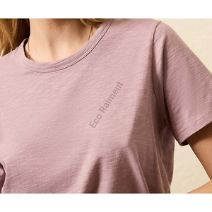 Camiseta de Manga Corta con Cuello Redondo para Mujer, Corte Regular, Algodón y Elastano, Color Sólido, Secado Rápido, Transpirable, Venta al por Mayor B2B, Personalizable - Product Image 5