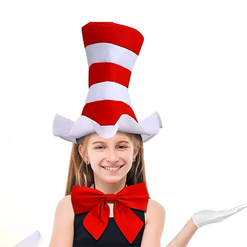 Fornitura diretta in fabbrica di Halloween festa di compleanno hatcosplayStage puntelli rosso e bianco strisce un cappello alto