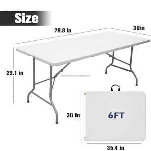 Mesas Plegables Portátiles de <span class=keywords><strong>6</strong></span> Pies, Mesas de Plástico Plegables por la Mitad, Mesa Resistente para Comer, Hacer Picnic, Acampar y Fiestas - Product Image 2