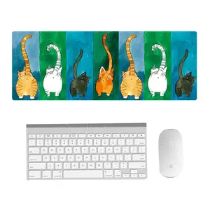 可爱卡通猫鼠标垫天然橡胶办公电脑键盘桌垫