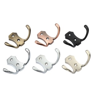 Zinc Alloy Double <b>Hook</b> Wall Mounted Coat <b>Hook</b> For Kitchen Bathroom Hotel Wardrobe Durable - Product Image 2