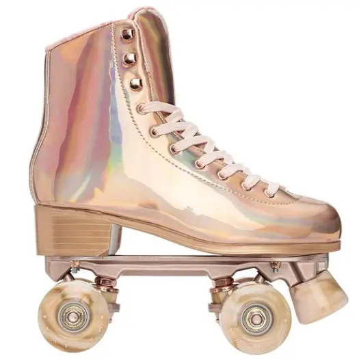 Holográfico plata/oro rosa Base de aluminio de zapatos de patinaje Quad estilo