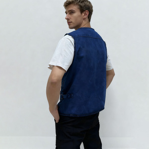 Gilet Cargo Casual Personalizzato per Uomo, Giacca Senza Maniche in Jeans con Tasche Multiple - Product Image 3
