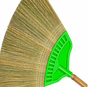 Balai écologique à manche en bambou, poils en herbe, tête en matériau végétal naturel, fibres naturelles moyennes, durable, pour usage domestique sur sols, 45 pouces - Product Image 2