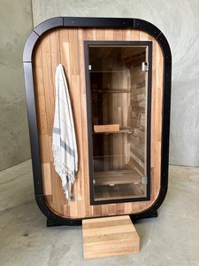 Sauna en bois massif pour 2 personnes, verre panoramique noir, chauffages TOULE & Harvia, sauna vapeur humide pour intérieur et extérieur - Product Image 2