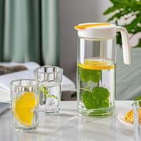 Ensemble de Verres en Gros : 1 Pichet, 4 Tasses, Service à Eau en Verre de Qualité Alimentaire, Service à Boissons, Théière et Tasses à Thé, Ensemble Cinq Pièces