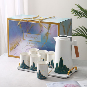 Nordic Luxury Ceramic Drinkware <b>Set</b> Water Pitcher Cup Combination Household <b>Tea</b> <b>Set</b> For Daily Use - Product Image 1