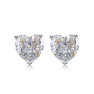Fashion Jewelry Brass 925 Silver Trendy Statement Needle 10*10mm Heart Cut Zircon <b>Stud</b> <b>Earrings</b> Multi-Color Unisex Party - Product Image 6