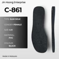 Sendal Wanita Jin Hoong Ringan, Tahan Lama, Anti-Selip, PVC C-861, Sol Tebal 15mm, Warna Hitam, Tahan Air, Buatan Malaysia