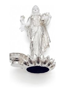 Handmade Minimalist 999 Silver Plated Goddess Dhan Lakshmi <b>Statue</b> for Diwali Puja Home Temple Decor Luxury Gift - Product Image 4