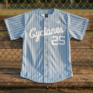 Maillot de baseball personnalisé à rayures fines, entièrement boutonné, manches courtes, vêtements de sport, nom et numéro du joueur, équipement d'équipe OEM - Product Image 3