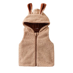 Veste polaire en peluche pour garçons et filles, chemise à fermeture éclair avec oreilles de dessin animé en peluche, gilet d'hiver en coton lavé pour enfants - Product Image 1
