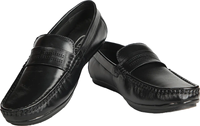 Mocassins Ashwin pour hommes en cuir véritable noir, confortables, souples, décontractés, pour le bureau, toutes saisons, motif uni