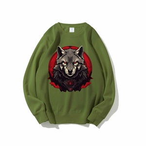 Camicia Red Moon Wolf Tech Style Dark Style Cool Print High GSM Vintage Trendy economica - Product Image 5