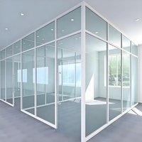 Cloison de séparation de pièce personnalisée, durable, pour bureau intérieur, cloison en verre avec cadre en aluminium