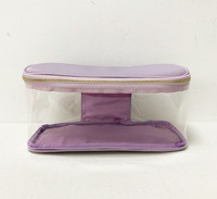 MONOGRAM CLEAR Sac de Cosmétiques pour Femmes et Filles, Sac à Fermeture Éclair Mignon, Pochette de Maquillage avec Décoration de Lettres Paillettes