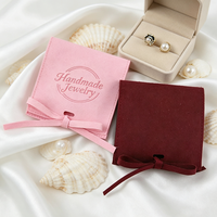 Pochettes à bijoux en velours et microfibre avec logo personnalisé, élégantes, portables, de taille personnalisée, boîtes-cadeaux pour le rangement des bijoux