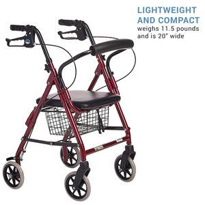 Lumex Junior Rollator pour personnes âgées Walkabout Narrow Rolling Walker avec siège pour la thérapie de réadaptation dans les petits espaces - Product Image 6