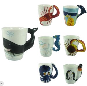 Tazze in Ceramica Creative a Forma <span class=keywords><strong>di</strong></span> Animali 3D, Design Balena/Aragosta/Cavalluccio Marino/Camaro/Ottopio/Pinguino, Disponibili all'Ingrosso - Product Image 1