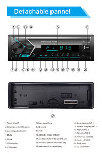 Lecteur MP3 de <span class=keywords><strong>voiture</strong></span> détachable, <span class=keywords><strong>autoradio</strong></span> AM FM, <span class=keywords><strong>Bluetooth</strong></span>, contrôle par application téléphonique, double USB, écran LCD, <span class=keywords><strong>autoradio</strong></span> - Product Image 5