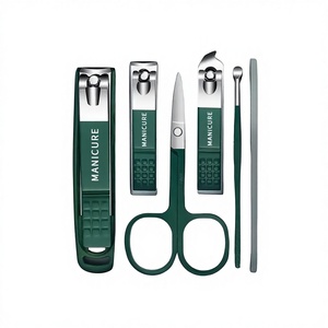 Portable Large Anti-Splash Nail Tool Set 6-Piece Manicure Set Dark Green New Carbon Steel Nail Clipper Beauty EVA - Product Image 4