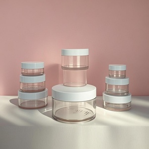 Transparent Stock Thick Wall Cosmetic Cream Jar 100g 200g 500g Transparent Pet Injection Plastic with White Cover Lid - Product Image 4