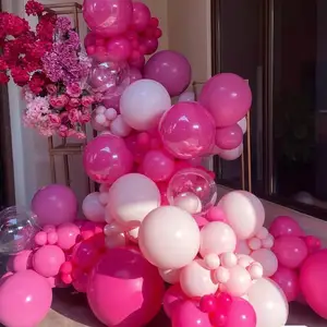 Kit de guirlanda de balões rosa tamanho diferente, arco de balão rosa para decoração de festa de aniversário de bebê