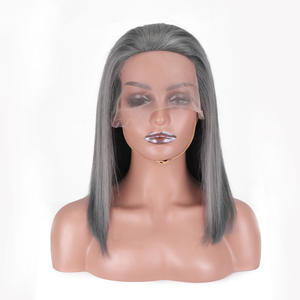 Perruque Lace Front Cap modèle GERY BOB gris argenté, cheveux courts, <span class=keywords><strong>coiffure</strong></span> complète pour femme, naturelle, volumineuse et tendance - Product Image 1