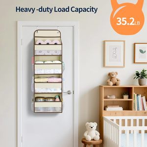 Over The Door Organizer 10 Pockets Hanging <b>Storage</b> For Bathroom Toy <b>Storage</b> Beige Non Woven Fabric - Product Image 5