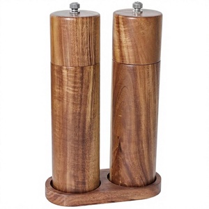 Molinos de Sal y Pimienta Ecológicos de Madera de Acacia, con Perilla Giratoria, Recargables, Manuales, de Empuje y Tracción - Product Image 6
