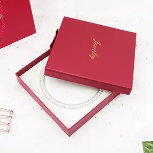 Luxury Bow mother's Day pearl necklace beaded jewelry carton for mother green red packaging box paper boxes pouches