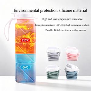Bouteille d'eau pliable en silicone multi-sections avec poignée pour l'escalade - Product Image 3