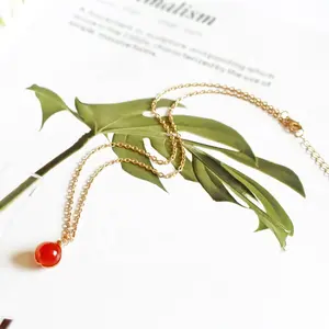 Collar con colgante de piedras preciosas chapadas en oro para mujer, colgante de ágata de cristal de piedra Natural - Product Image 2