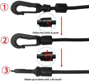 حبل شوك البنجي الأسود من البلاستيك مع شريط ربط مطاطي إكسسوارات التخييم والقوارب - Product Image 4