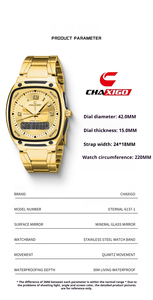 CHAXIGO 6137 Orologio da Polso Sportivo da Uomo, Stile Business, Quadrante Quadrato, Cinturino in Acciaio, Luminoso, <span class=keywords><strong>Vintage</strong></span>, Impermeabile, al Quarzo - Product Image 5