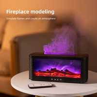 Smart Home Mini 3D Flamme Cheminée Aroma Humidificateur Ultrasonique Télécommande Diffuseur d'Aromathérapie pour la Décoration des Ménages YS