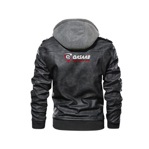 Veste en cuir PU toutes saisons de haute qualité pour hommes, vestes à capuche en cuir de couleur noire avec le meilleur prix - Product Image 2