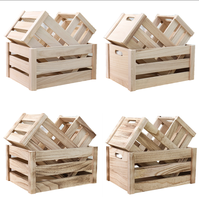 Caisses en bois massif faites à la main, perforées, style antique, vintage, recyclées, pour légumes et fruits, vente en gros
