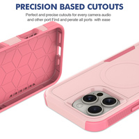Coque de protection antichoc magnétique rose pour iPhone 17 16 15 14 13 Pro Max