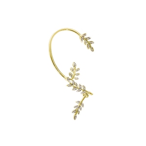 Funny <strong>Earrings</strong> Full Diamonds Leaf <strong>Earrings</strong> <strong>Hooks</strong>, Detachable for Two Wear, and Golden Branch and Jade Leaf Stud <strong>Earrings</strong> SJ-0018 - Product Image 4